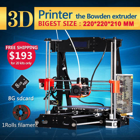 Newest Upgraded Quality High Precision Reprap Prusa I3 3D Printer DIY Full Kits with 1 roll filament 8Gb SD card free shipping